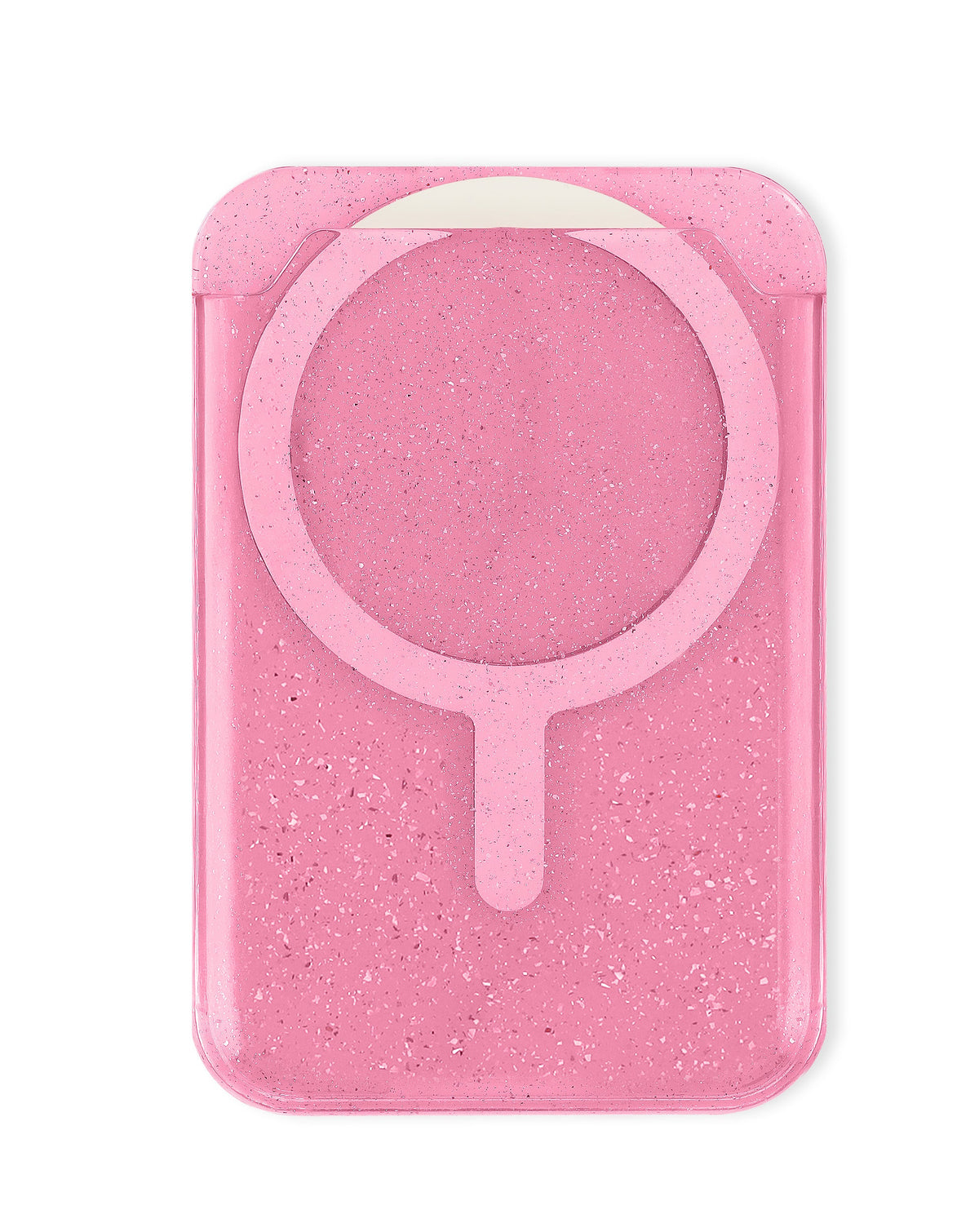 Clear Glitter Design Magnetic Card Holder — Pink