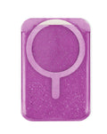 Clear Glitter Design Magnetic Card Holder — Purple