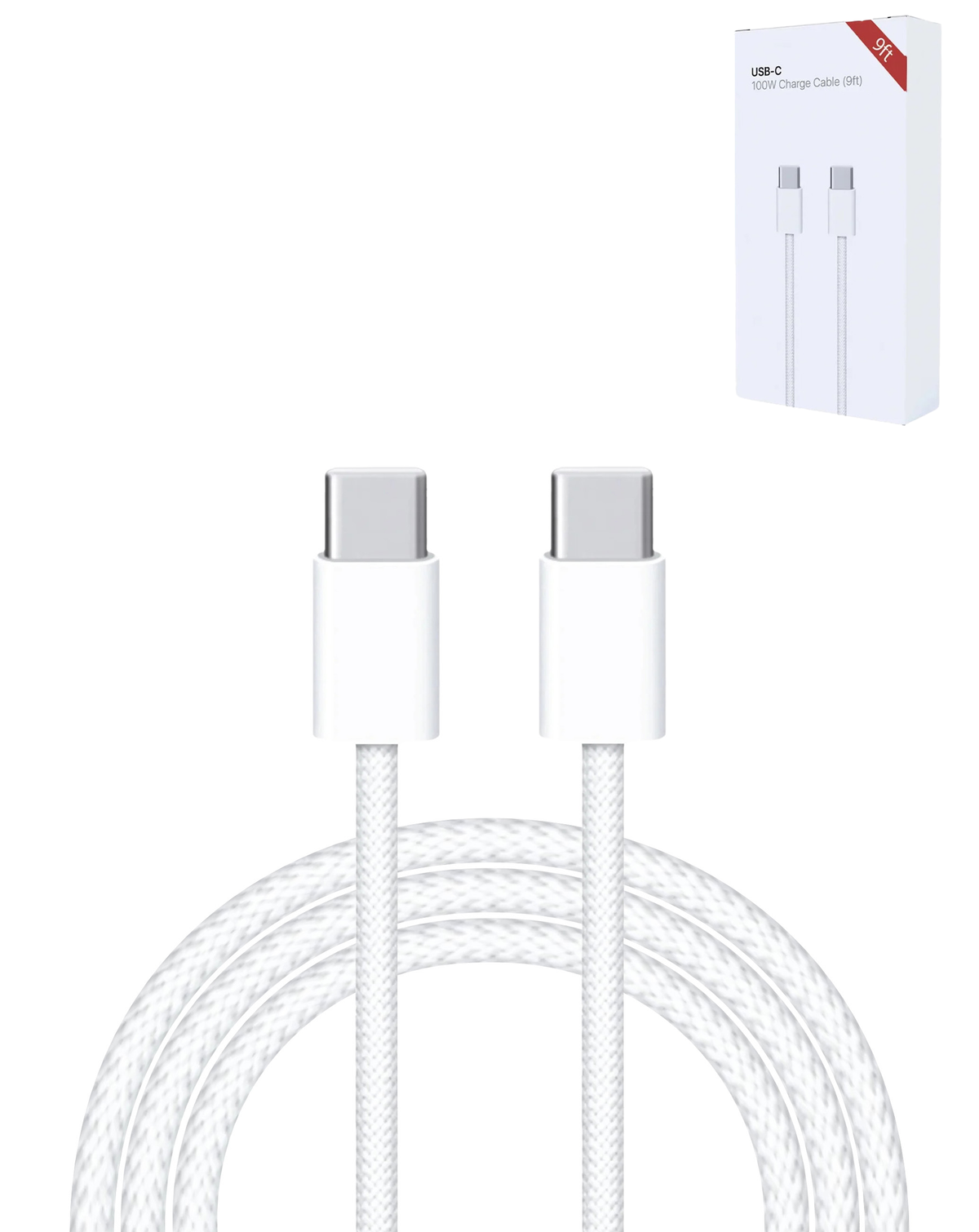 USB-C to USB-C Fast Charging Cable for iPhone 15 / 16 & iPad — 100W, 9 ft
