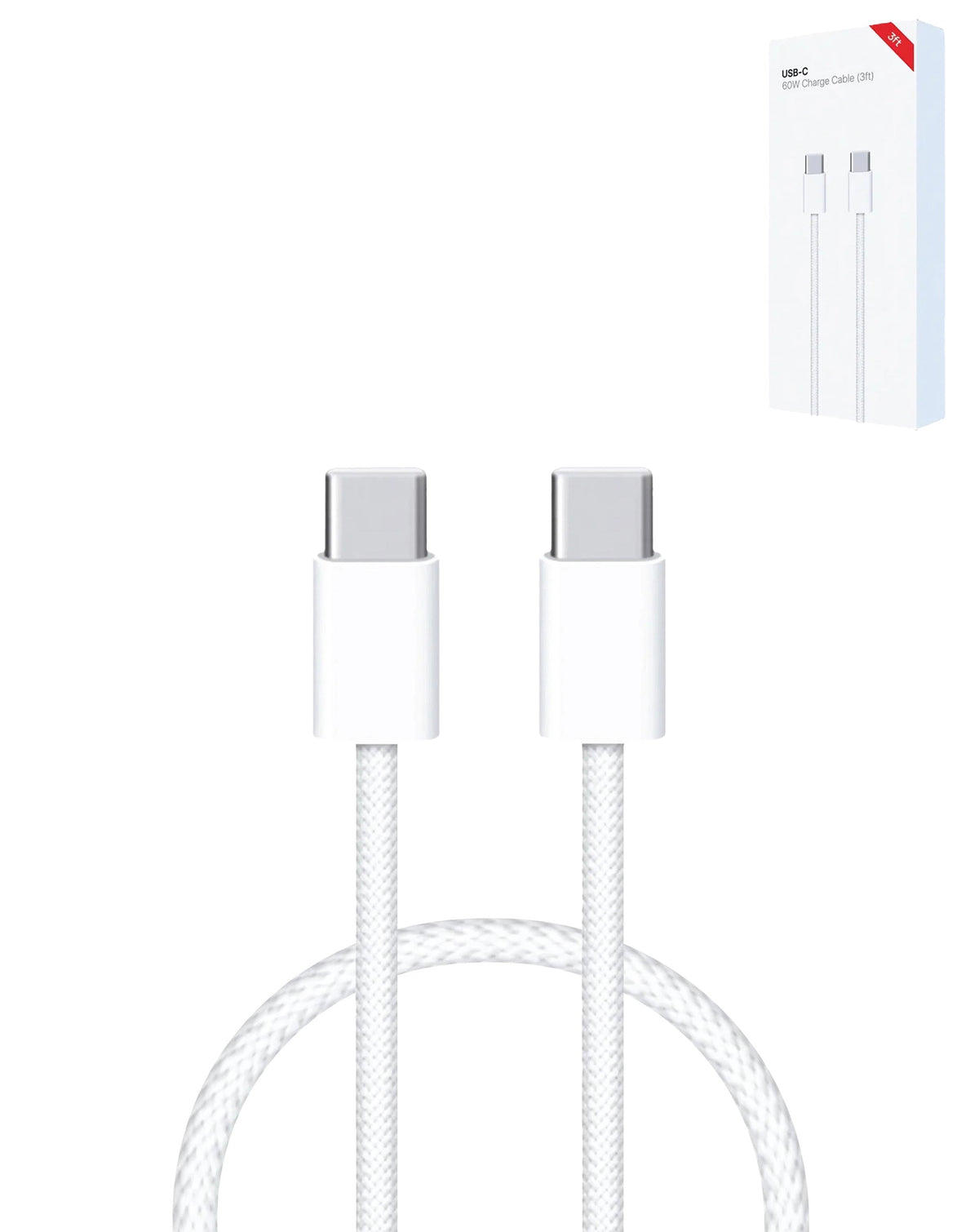 USB-C to USB-C Fast Charging Cable for iPhone, iPad & AirPods — 60W, 3 ft