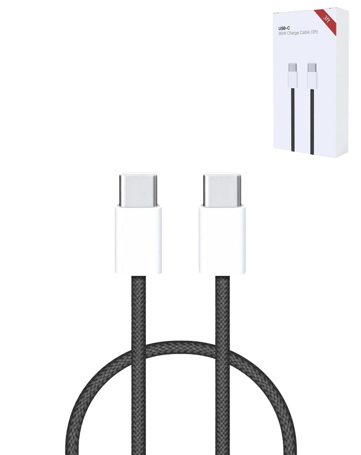 USB-C to USB-C Fast Charging Cable — 60W, 3 ft, Black