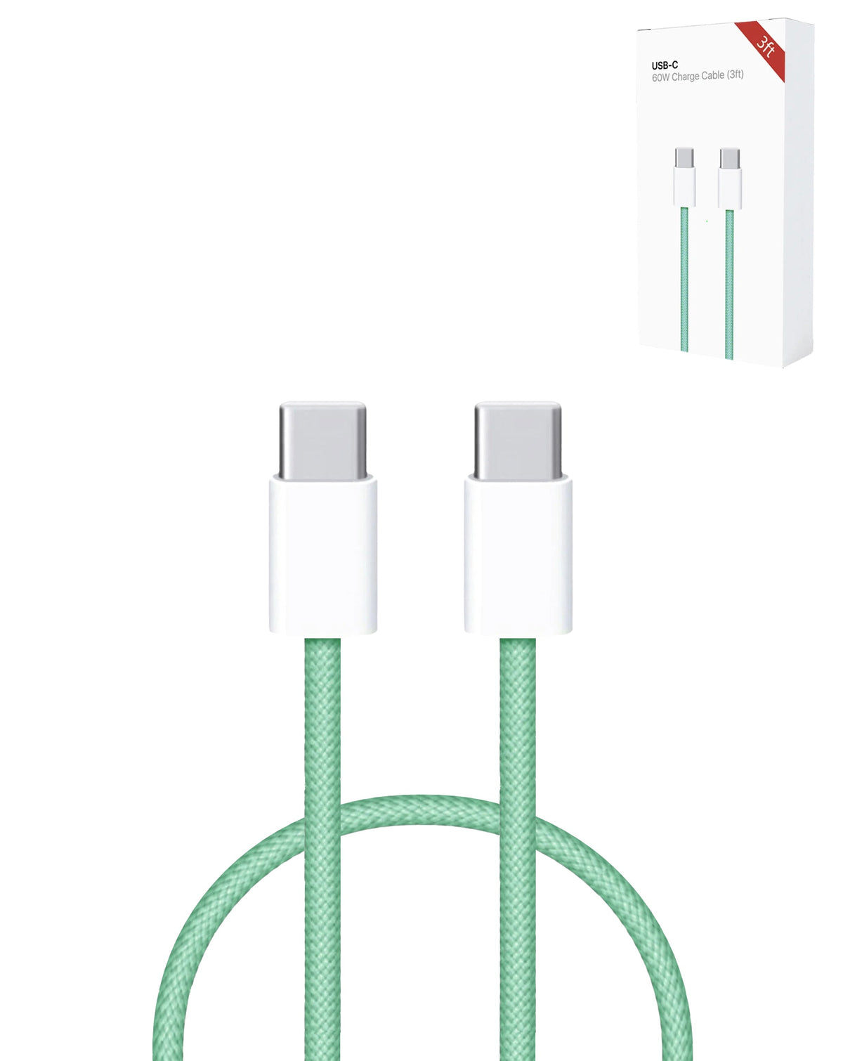 USB-C to USB-C Fast Charging Cable for iPhone, iPad & AirPods — 60W, 3 ft, Green