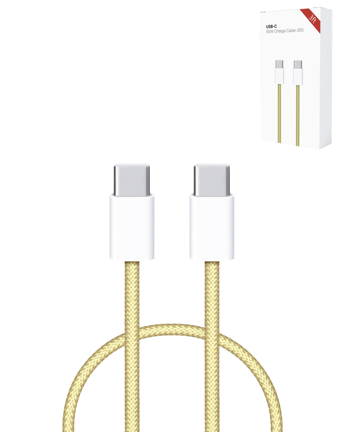 USB-C to USB-C Fast Charging Cable for iPhone, iPad & AirPods — 60W, 3 ft, Yellow
