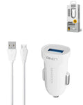 LDNIO C17 1A USB-A Car Charger with Micro USB Cable — 24W, 3 ft, White