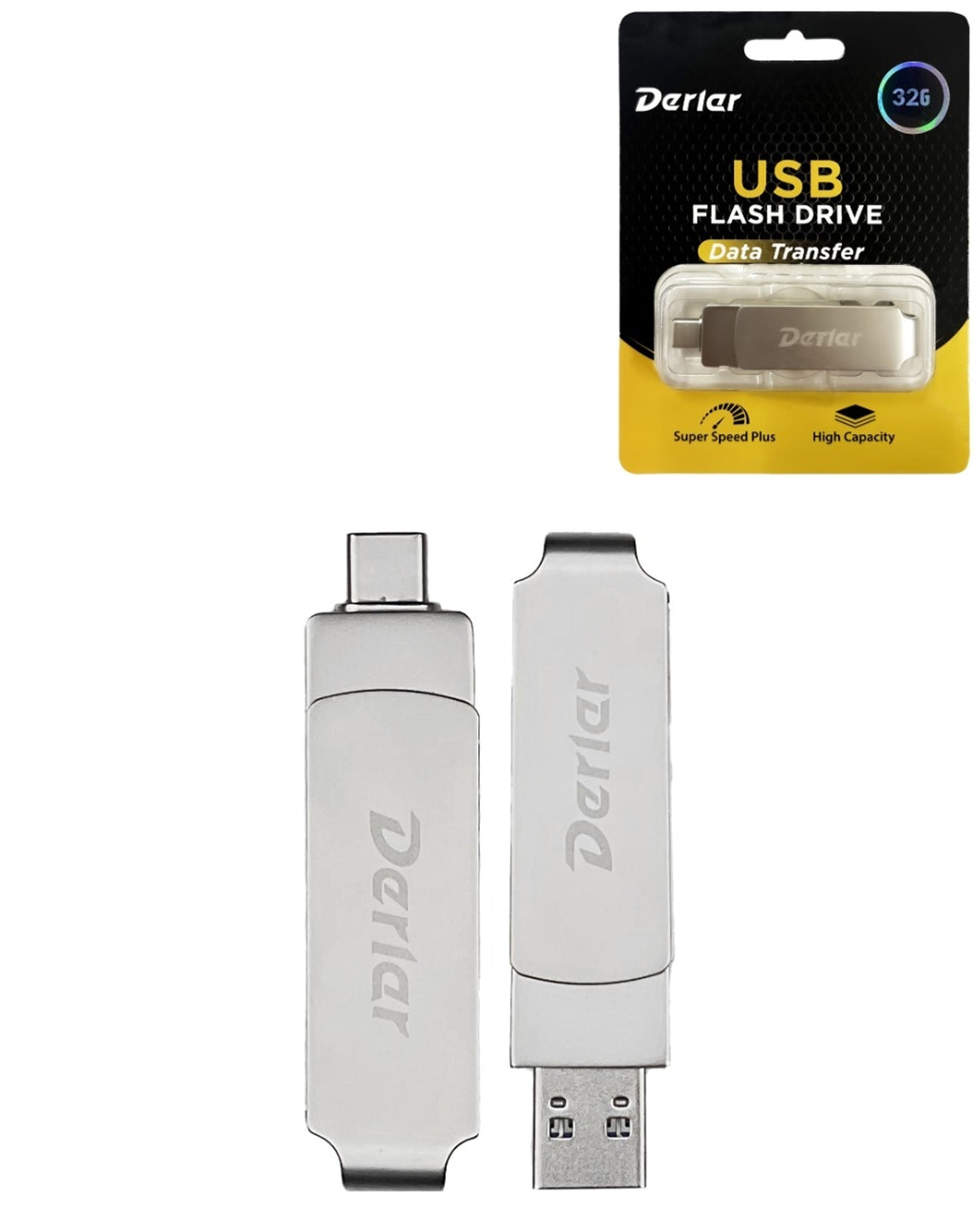 Derlar Dual USB-A + USB-C Flash Drive — 32GB
