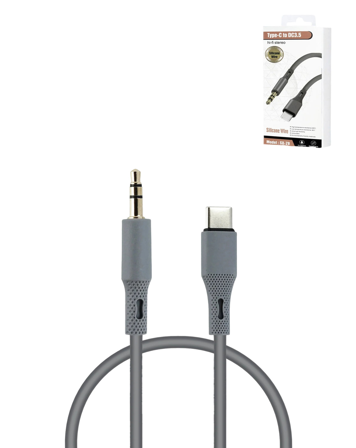 Silicone Wire USB-C to AUX — 3 ft