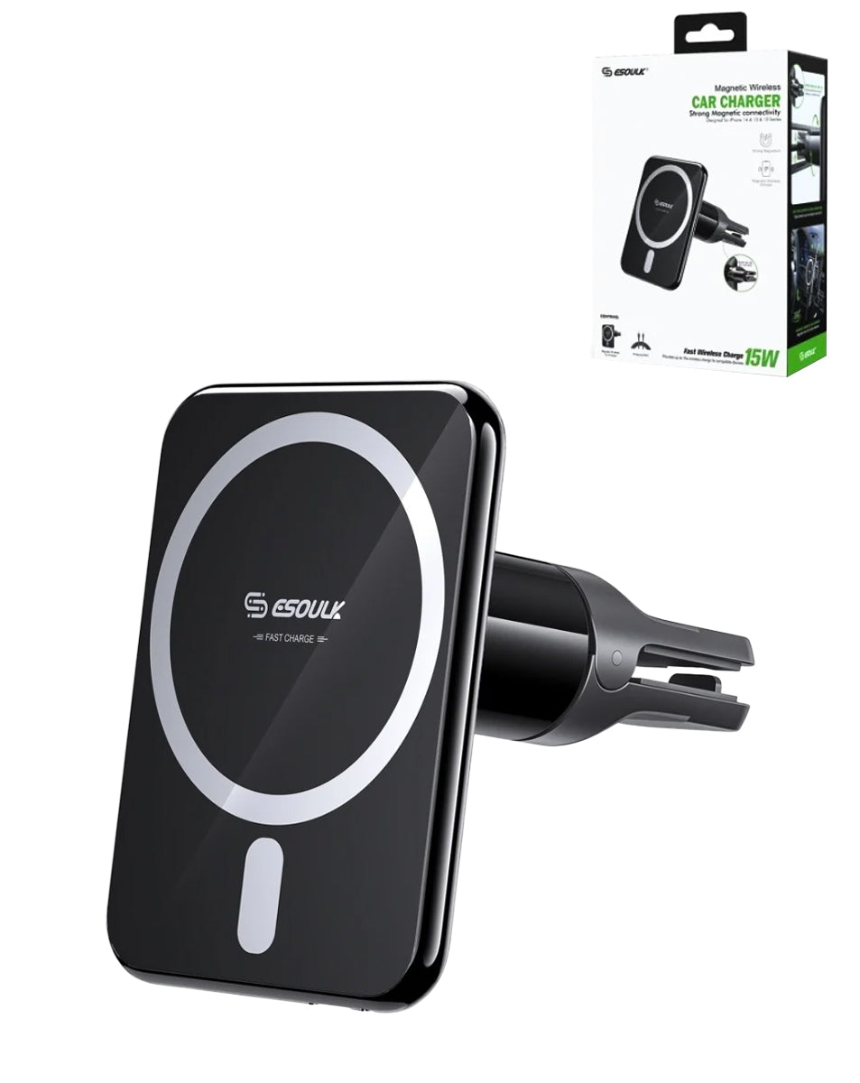 Esoulk Magnetic Wireless Charging Car Vent Mount — 15W, Black