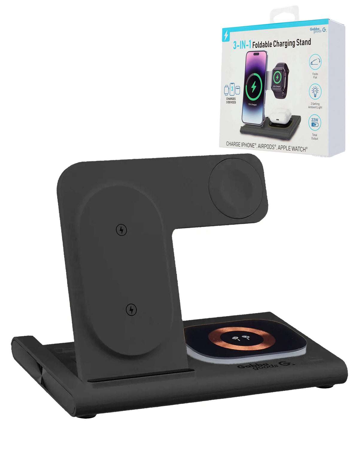 3-in-1 Wireless Charging Stand — Black