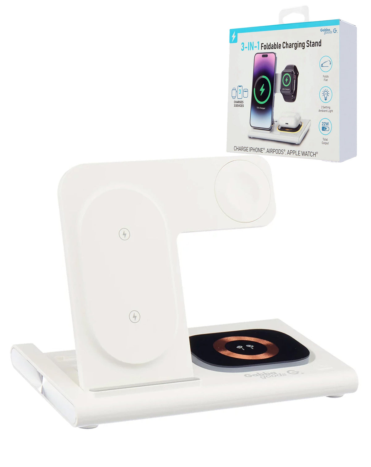3-in-1 Wireless Charging Stand — White