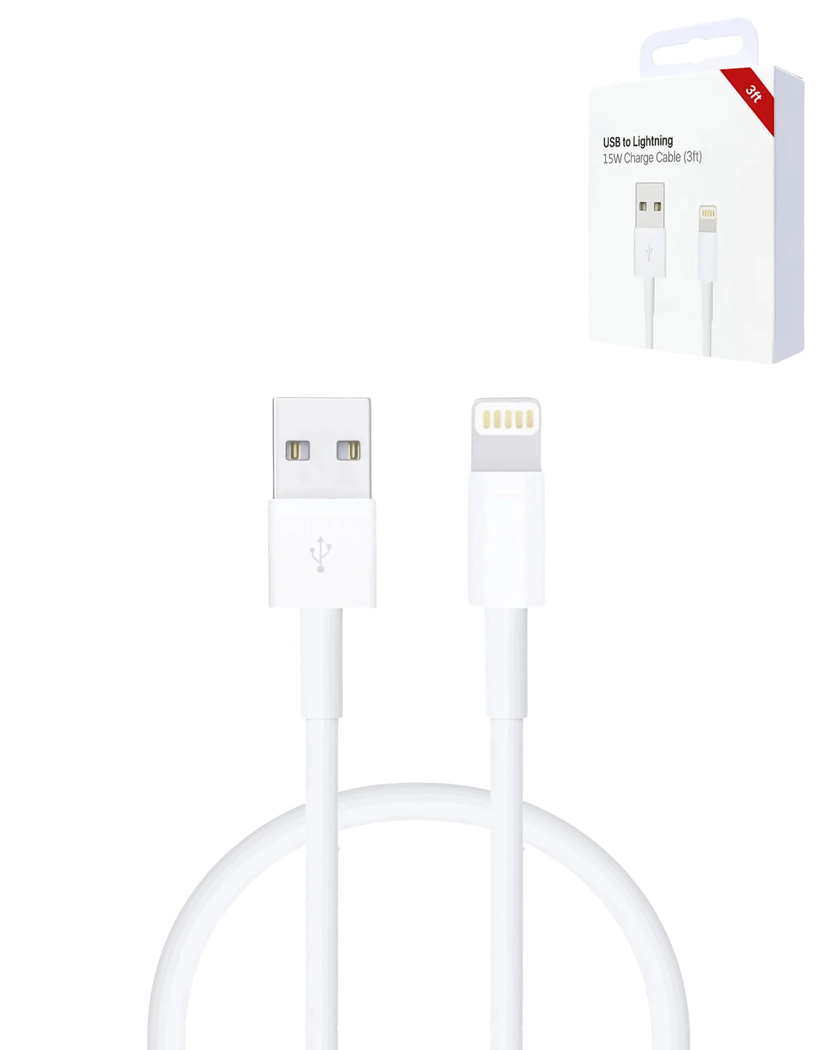 USB-A to Lightning Charging Cable — 15W, 3 ft