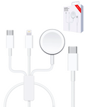 USB-C 3-in-1 Magnetic Watch Charging Cable with USB-C and Lightning Charger — 15W, 4 ft