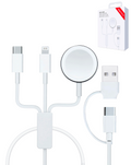 USB-C and USB-A 3-in-1 Magnetic Watch Charging Cable with USB-C and Lightning Charger — 15W, 4 ft