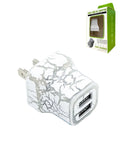 LED Light-Up Dual USB-A Wall Charger — White