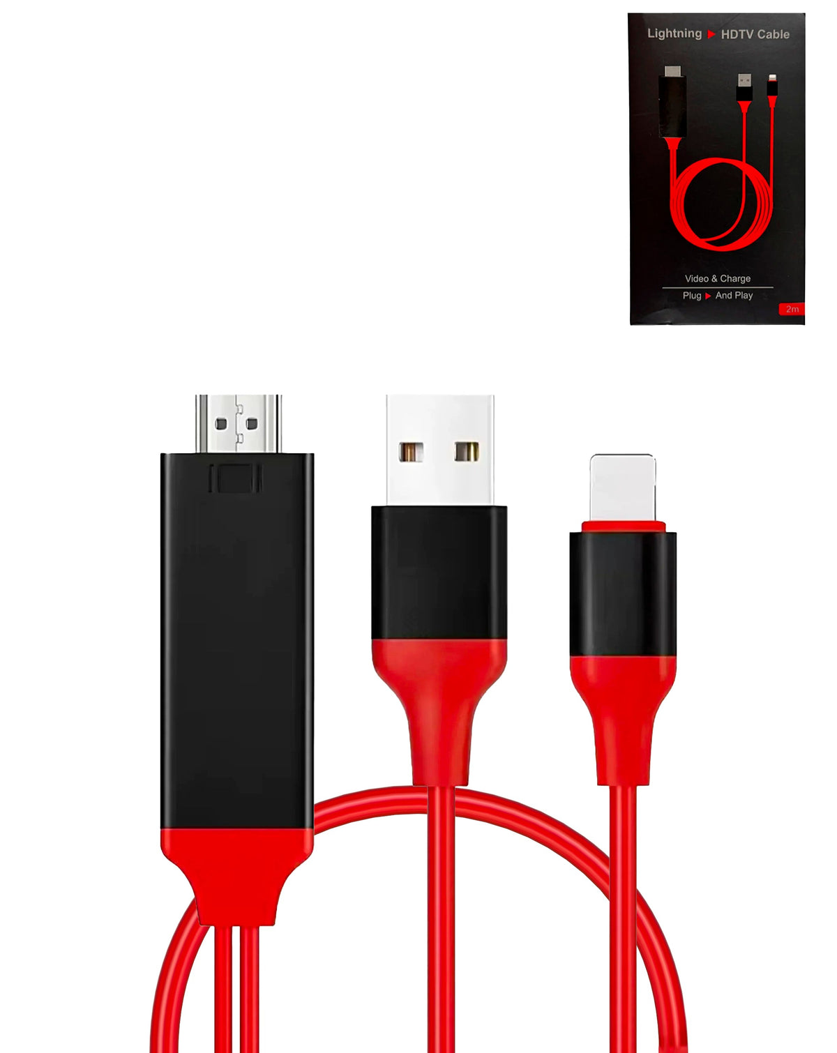 Display 2-in-1 Cable for HDMI & USB-A / Lightning (HDTV / Charging & Data) — 3 ft