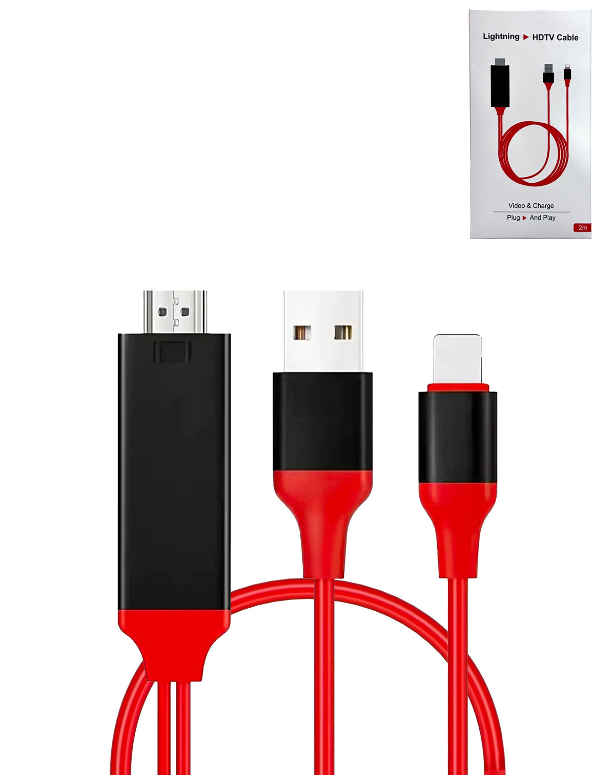 Display 2-in-1 Cable for HDMI & USB-A (HDTV / Charging & Data) — 3 ft