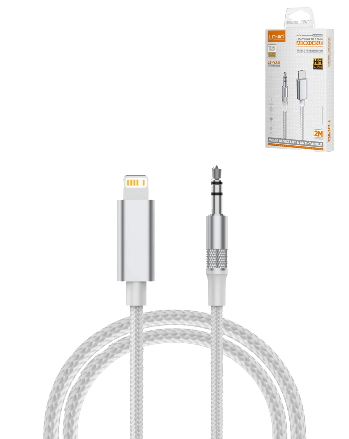 LDNIO LSY82i Lightning to AUX Audio Adapter — 6 ft, White