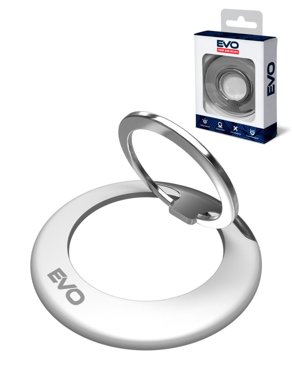 EVO PO1 Magnetic Phone Ring Compatible with Wireless Charging — White