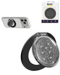 EVO CrystalRing Magnetic Glitter Phone Grip Stand Compatible with Wireless Charging — Black