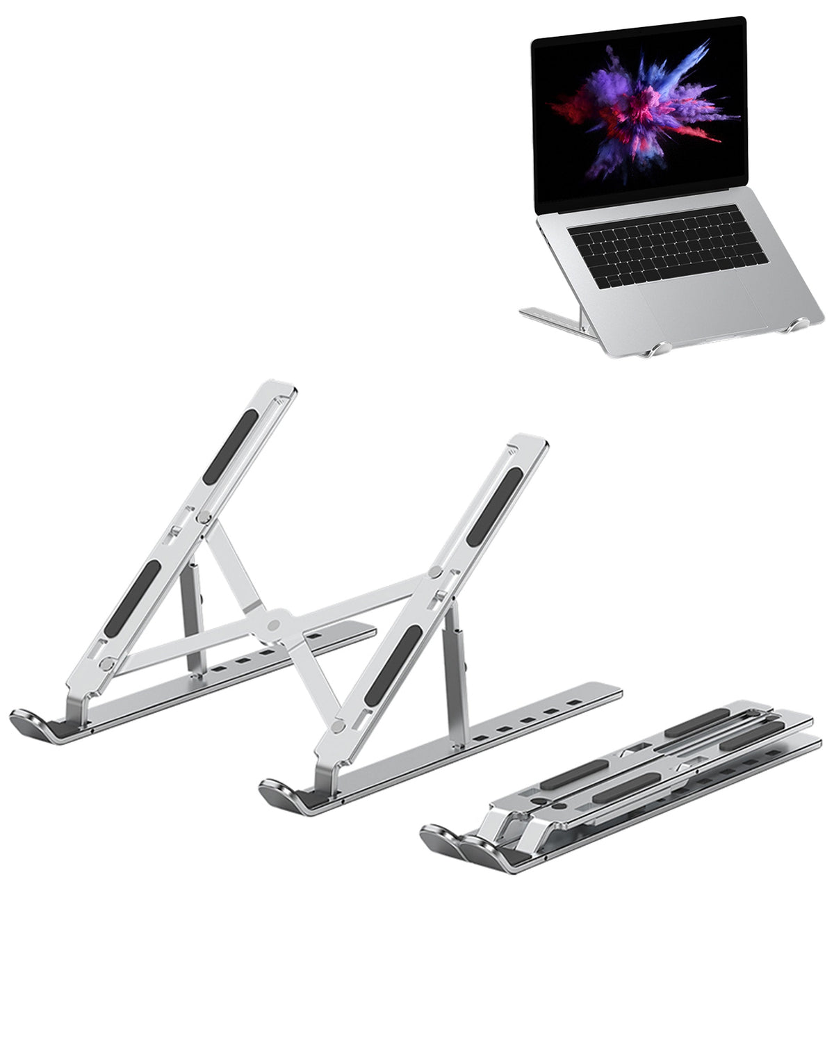 Adjustable Heavy Duty OTG Holder for 10"- 17" Laptops / Tablets / Travel — Silver
