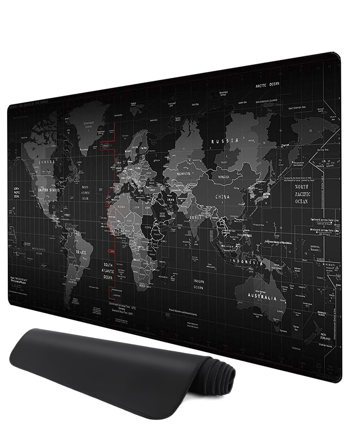World Map Locked-Edge Mouse Pad — 90 × 40cm, 2mm thick