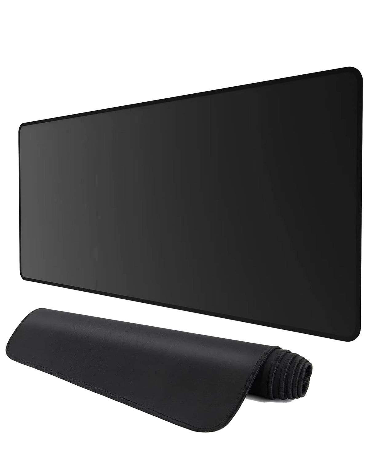 Plain Black Locked-Edge Mouse Pad — 80 × 30cm, 2mm thick