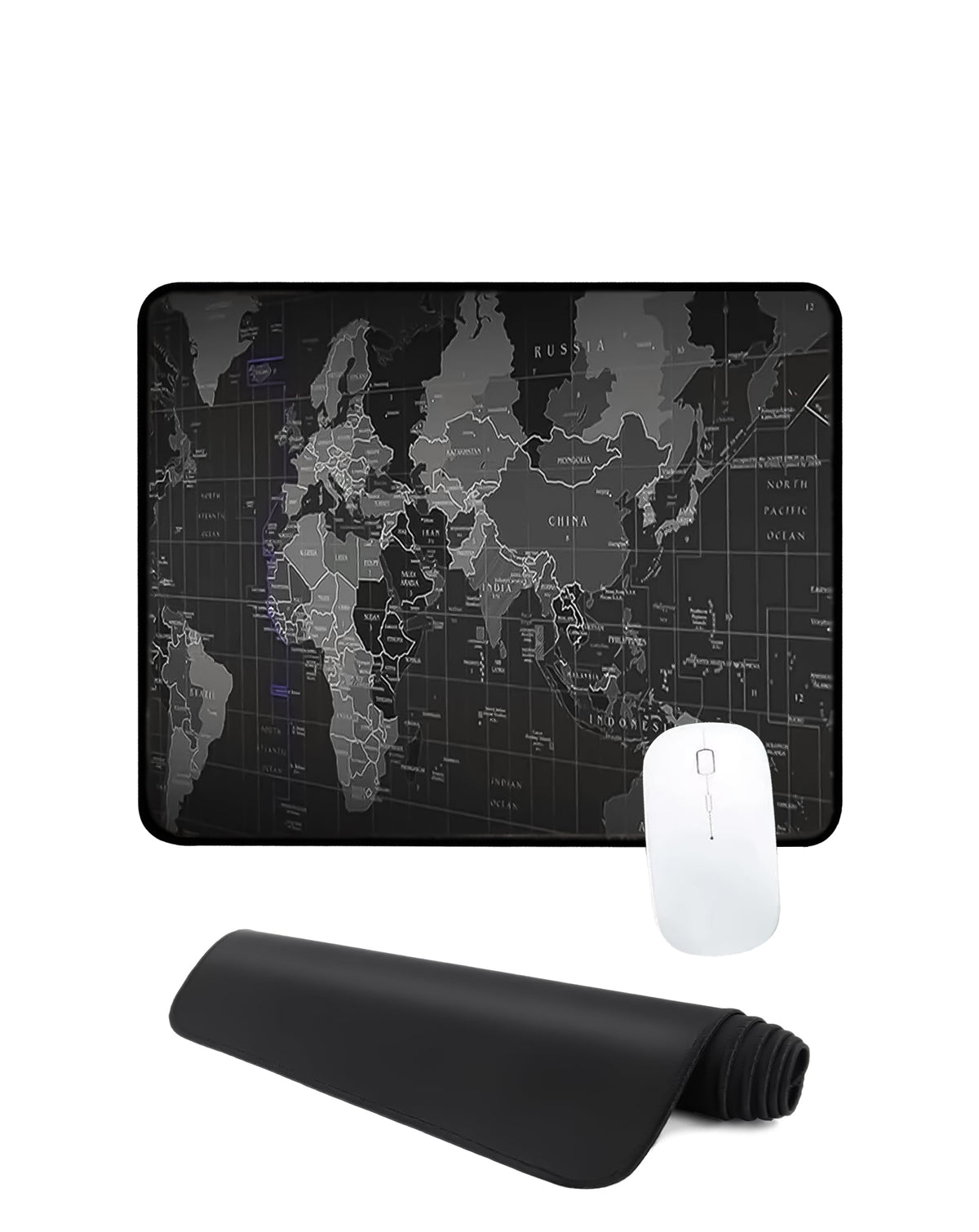 World Map Locked-Edge Mouse Pad — 26 × 21cm, 2mm thick