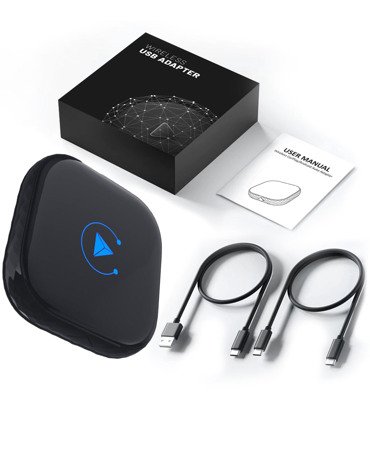 Wired-to-Wireless Dual-Channel CarPlay Adapter for iOS and Android