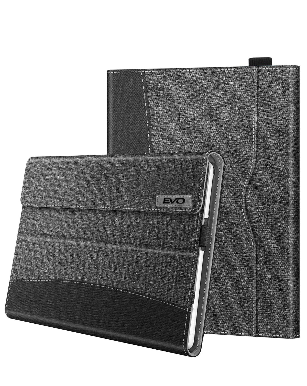 EVO Fabric Business Portfolio Case with Pen Holder for Microsoft Surface Pro 9 / 10 / 11 — Gray / Black