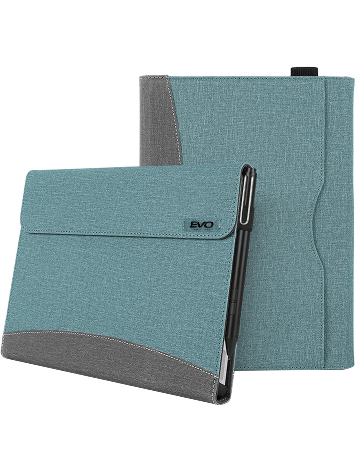 EVO Fabric Business Portfolio Case with Pen Holder for Microsoft Surface Pro 9 / 10 / 11 — Gray / Blue
