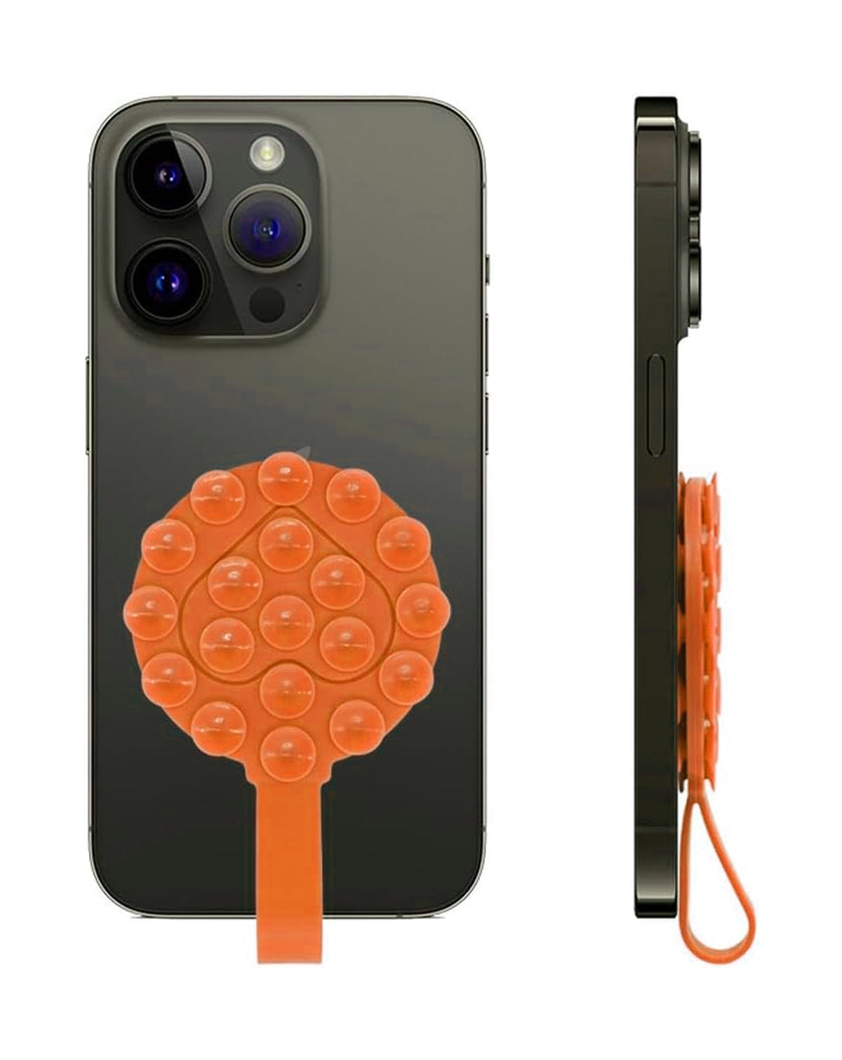 Silicone Suction Phone Holder with Handle — Orange