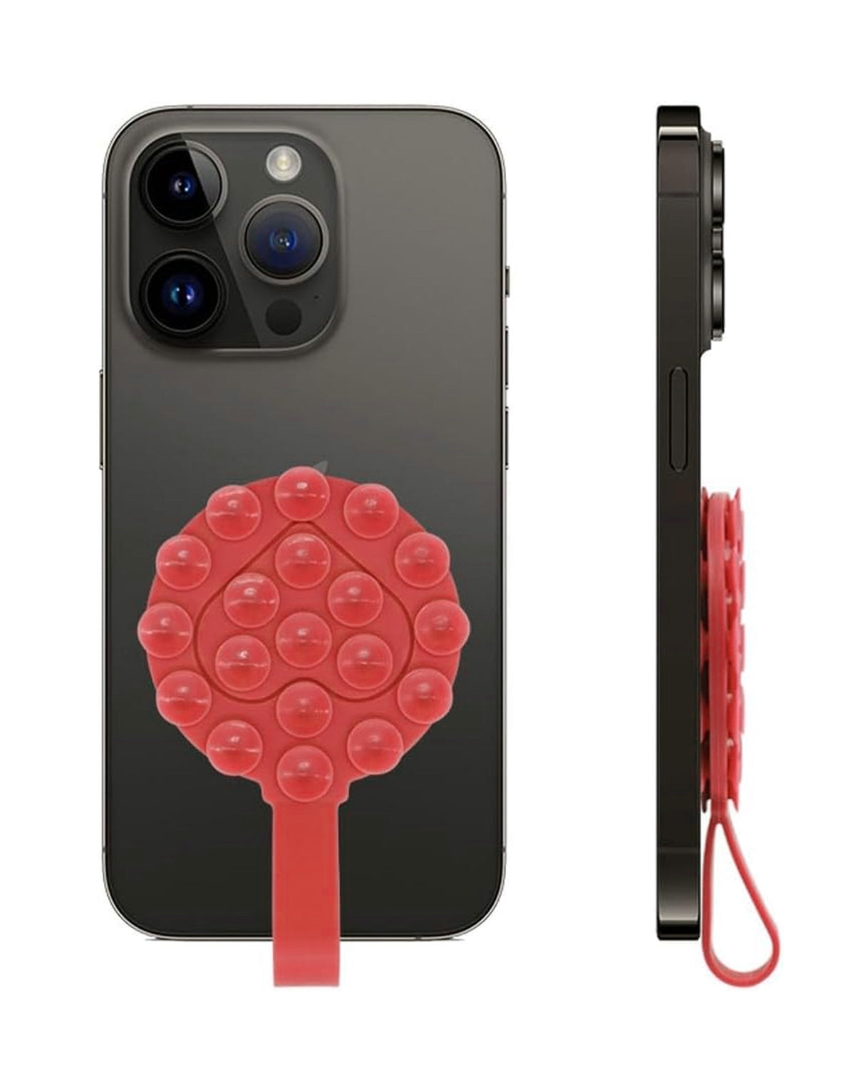 Silicone Suction Phone Holder with Handle — Red