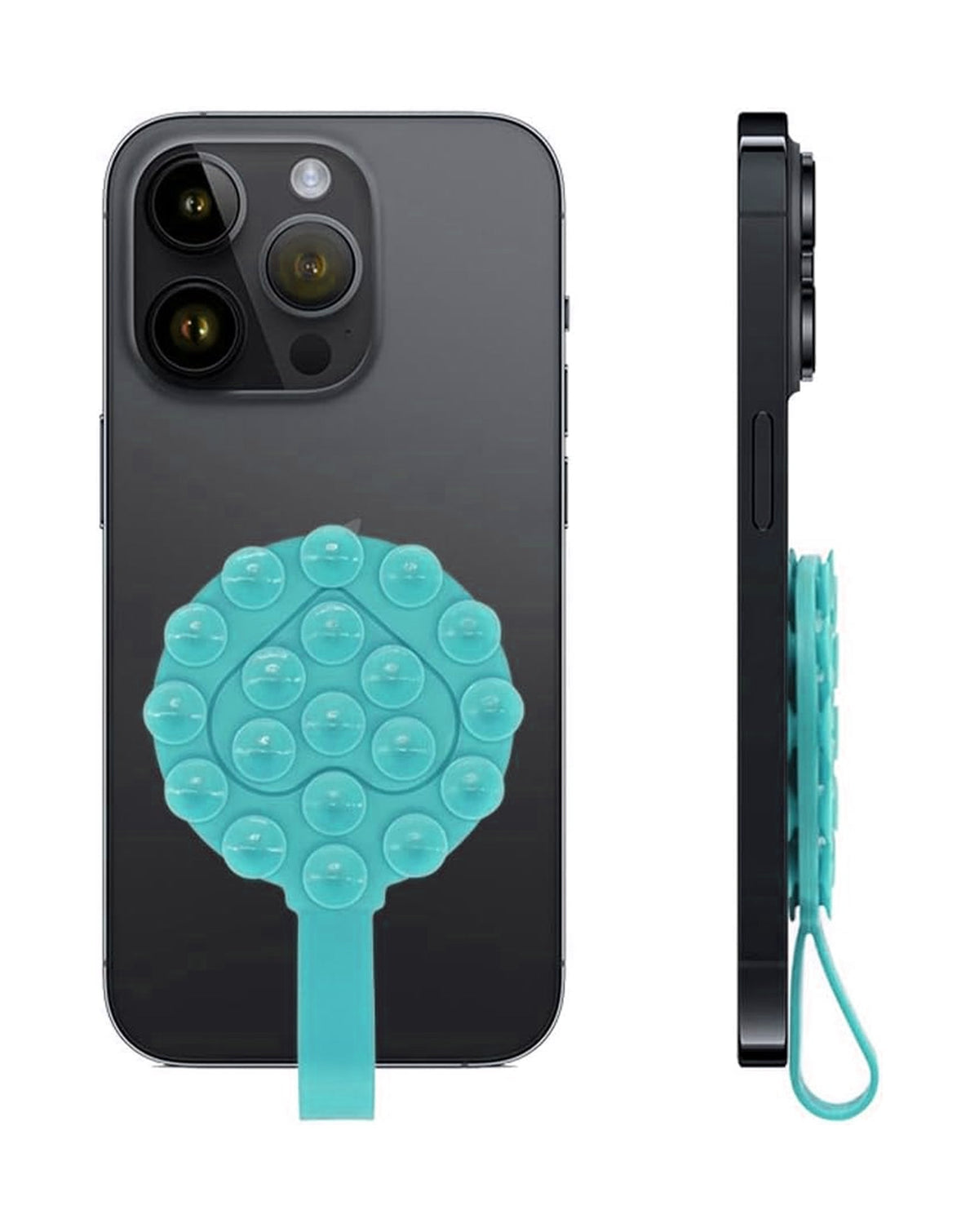 Silicone Suction Phone Holder with Handle — Teal