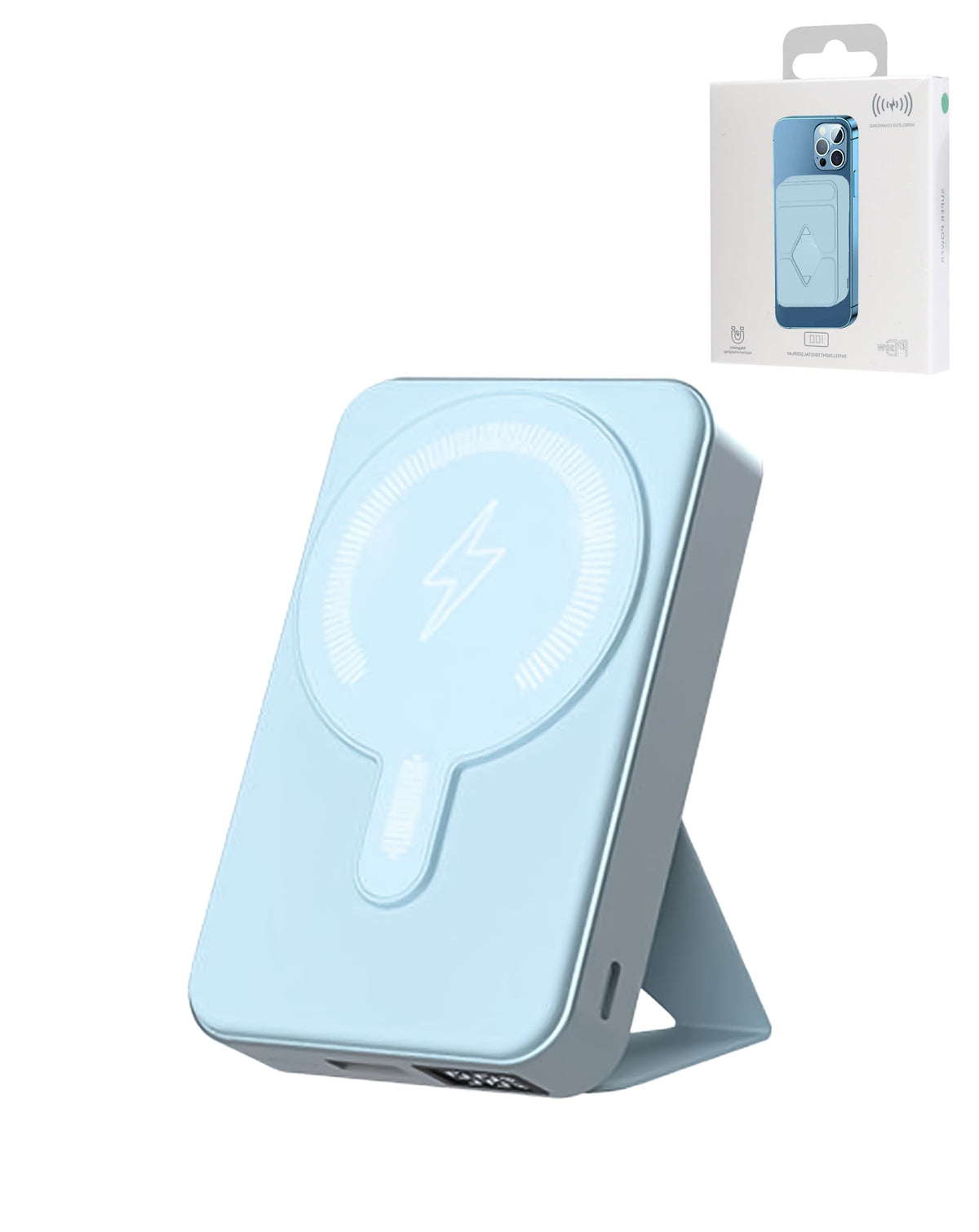 Foldable MagSafe Power Bank — 10,000mAh, 15W Wireless / 20W USB-C, Sky Blue