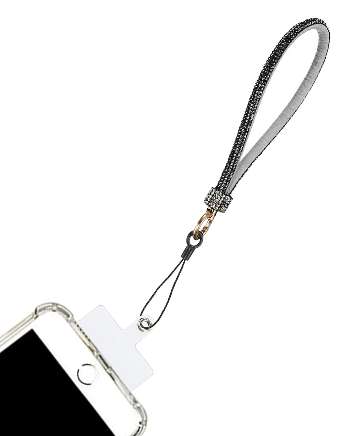 Diamond Bracelet Phone Lanyard Wristbands — 0.4 ft, Black