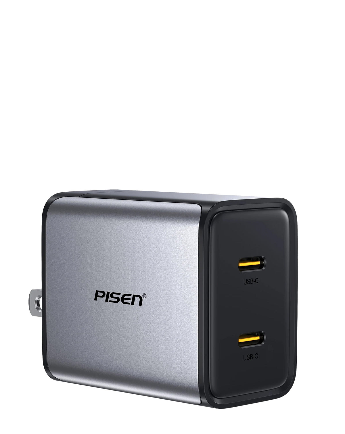 PISEN Bolt GaN 45W Dual USB-C Fast Charger — Gray