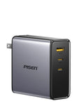 PISEN Bolt GaN 140W Fast Charger Set — 2 USB-C + USB-A, Gray