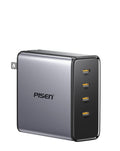 PISEN Bolt GaN 160W Fast Charger Set — 2 USB-C + USB-A, Gray