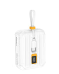 PISEN Power Tiny Power Bank with Dual Cables — 10,000mAh, 30W, White