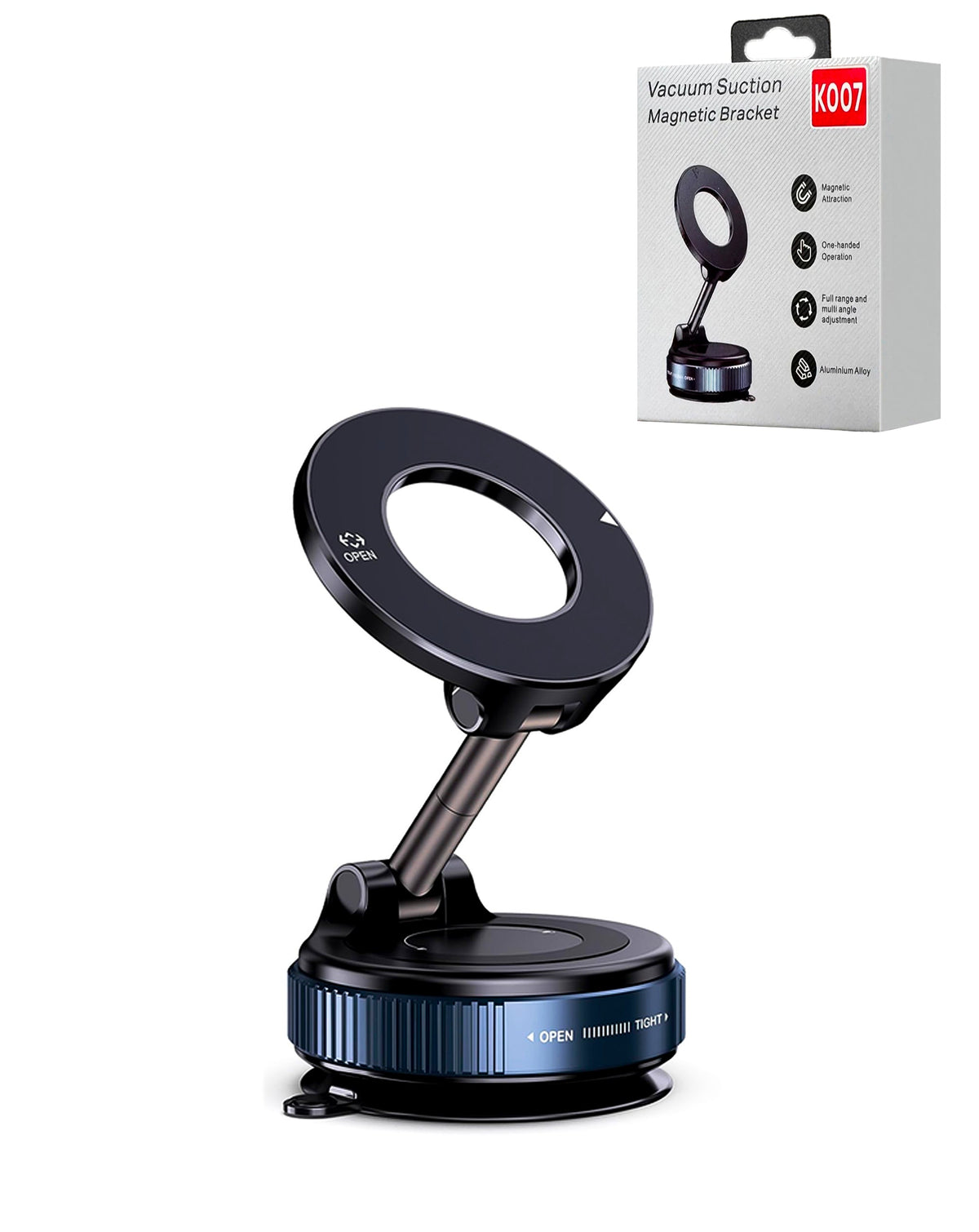 360° Vacuum Suction MagSafe Car Phone Holder — Black