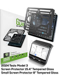 Tempered Glass Screen Protectors for Tesla Model 3 (2024–2026) — 15.4" Center Screen + 8" Small Screen