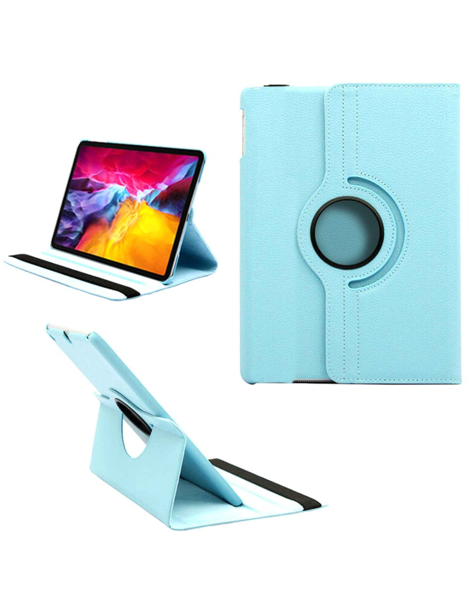 Universal 12" 360° Rotating Leather Swivel Stand Case — Light Blue