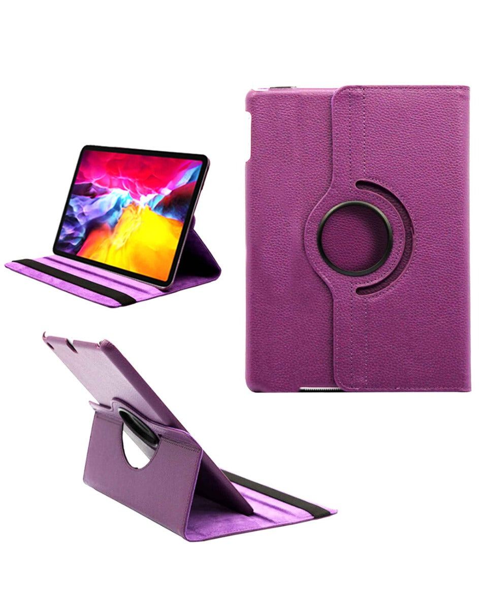 Universal 11" 360° Rotating Leather Swivel Stand Case — Purple