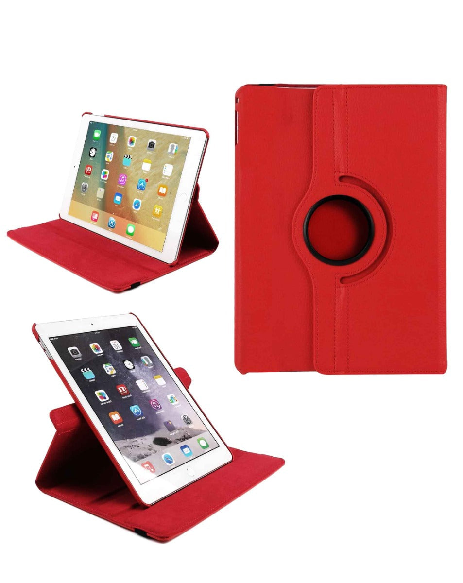 Universal 12" 360° Rotating Leather Swivel Stand Case — Red