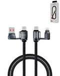 Ven-Dens USB-A / USB-C to USB-C / Lightning Fast Charging Cable with Lanyard — 60W, 6 ft, Black
