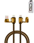 Ven-Dens USB-A / USB-C to USB-C / Lightning Fast Charging Cable with Lanyard — 60W, 6 ft, Gold