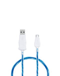 Visible USB-A to Micro USB Flowing LED Fast Charging Cable — 5W, 3 ft, Blue