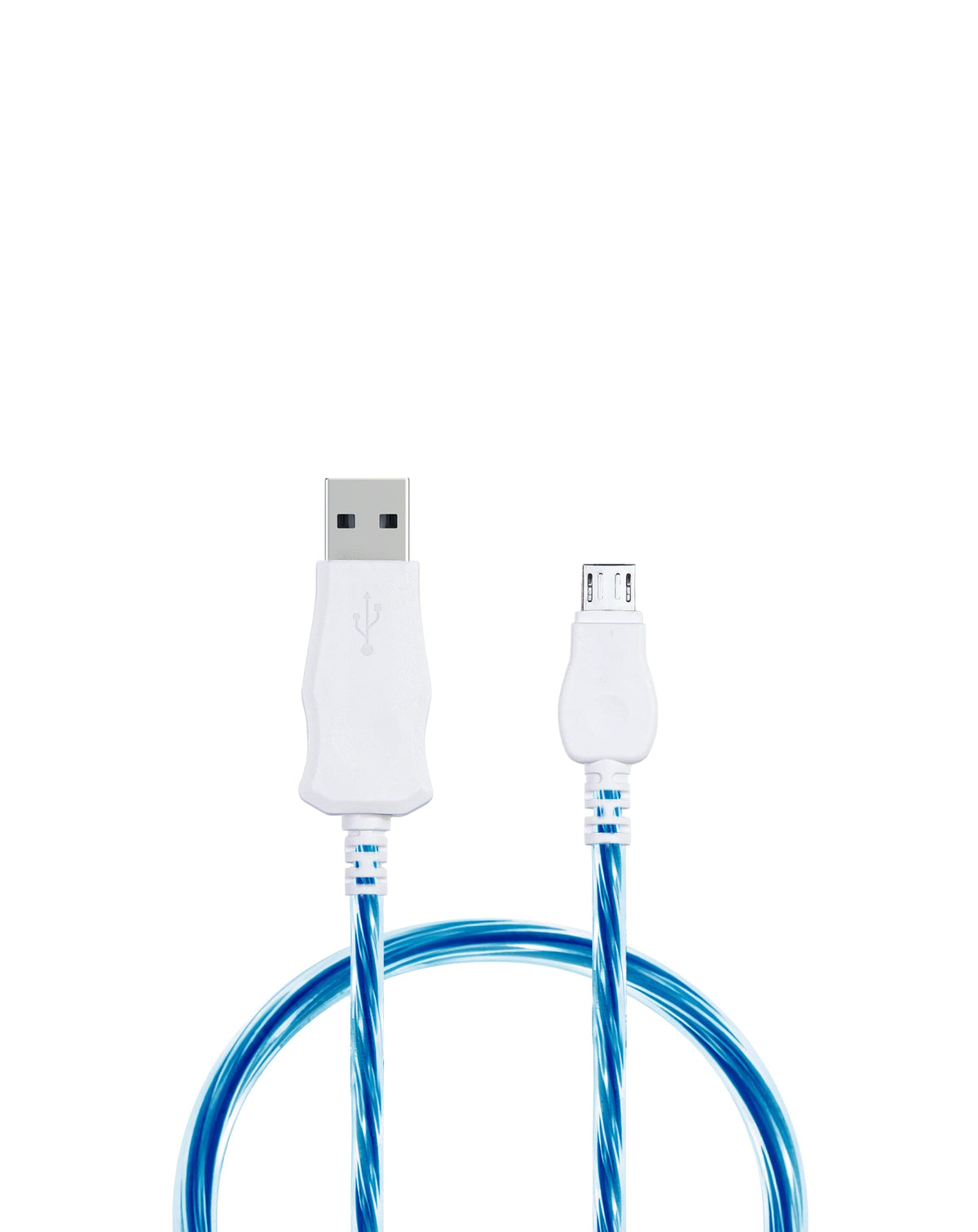 Visible USB-A to Micro USB Flowing LED Fast Charging Cable — 5W, 3 ft, Blue