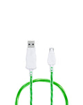 Visible USB-A to Micro USB Flowing LED Fast Charging Cable — 5W, 3 ft, Green