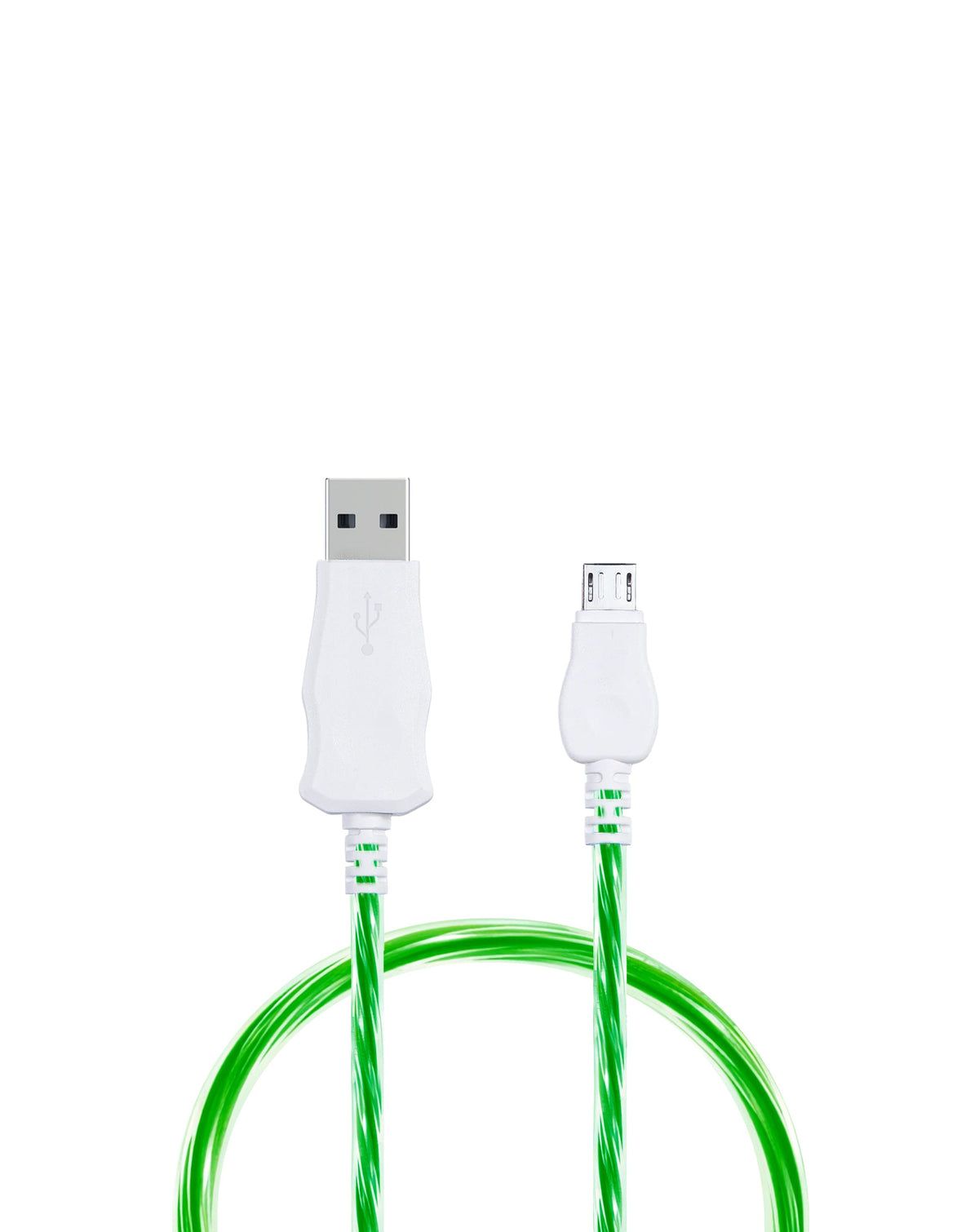 Visible USB-A to Micro USB Flowing LED Fast Charging Cable — 5W, 3 ft, Green