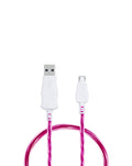 Visible USB-A to Micro USB Flowing LED Fast Charging Cable — 5W, 3 ft, Pink